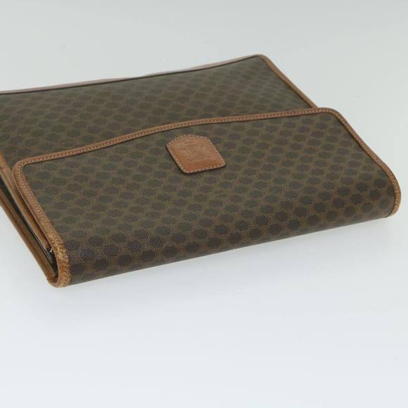CELINE Macadam Canvas Clutch Bag PVC Leather Brown Auth 63592 - Picture 5 of 16